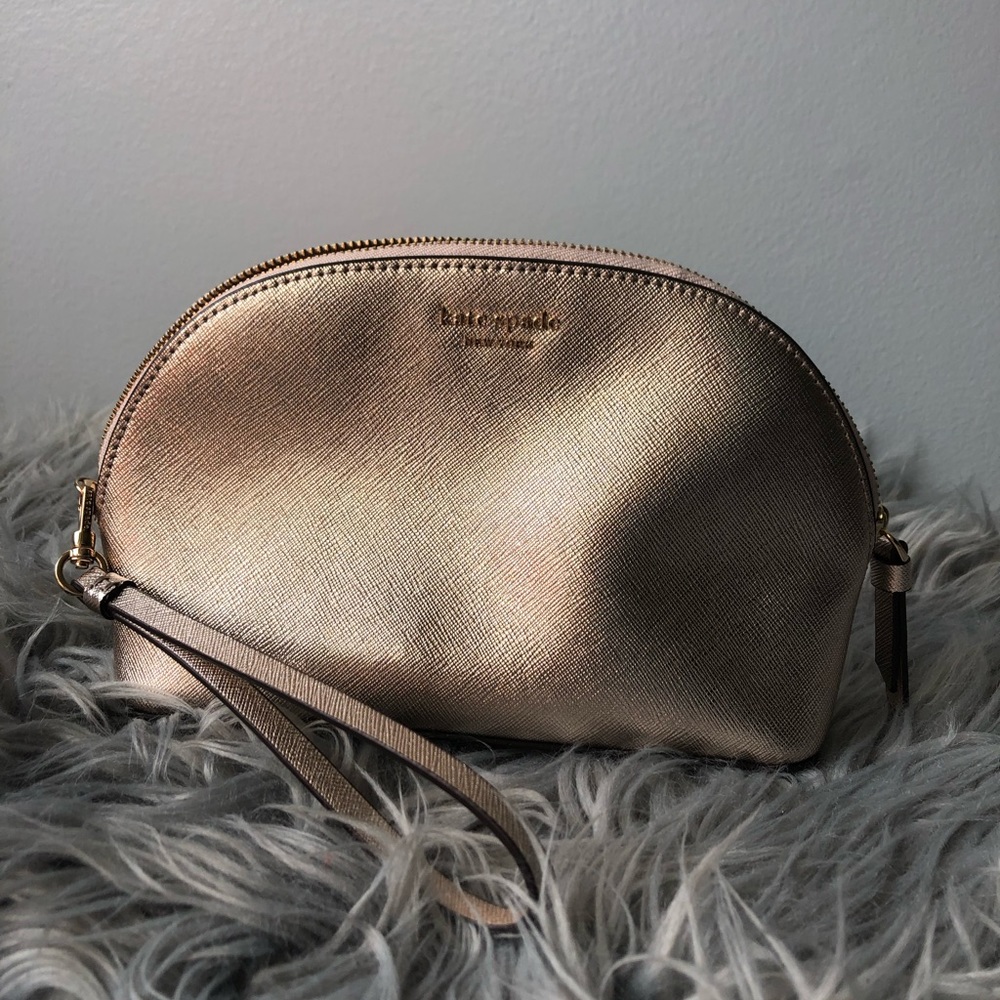 Kate Spade Rose Gold Dome Clutch with Wrist Strap NWOT wristlet sparkle